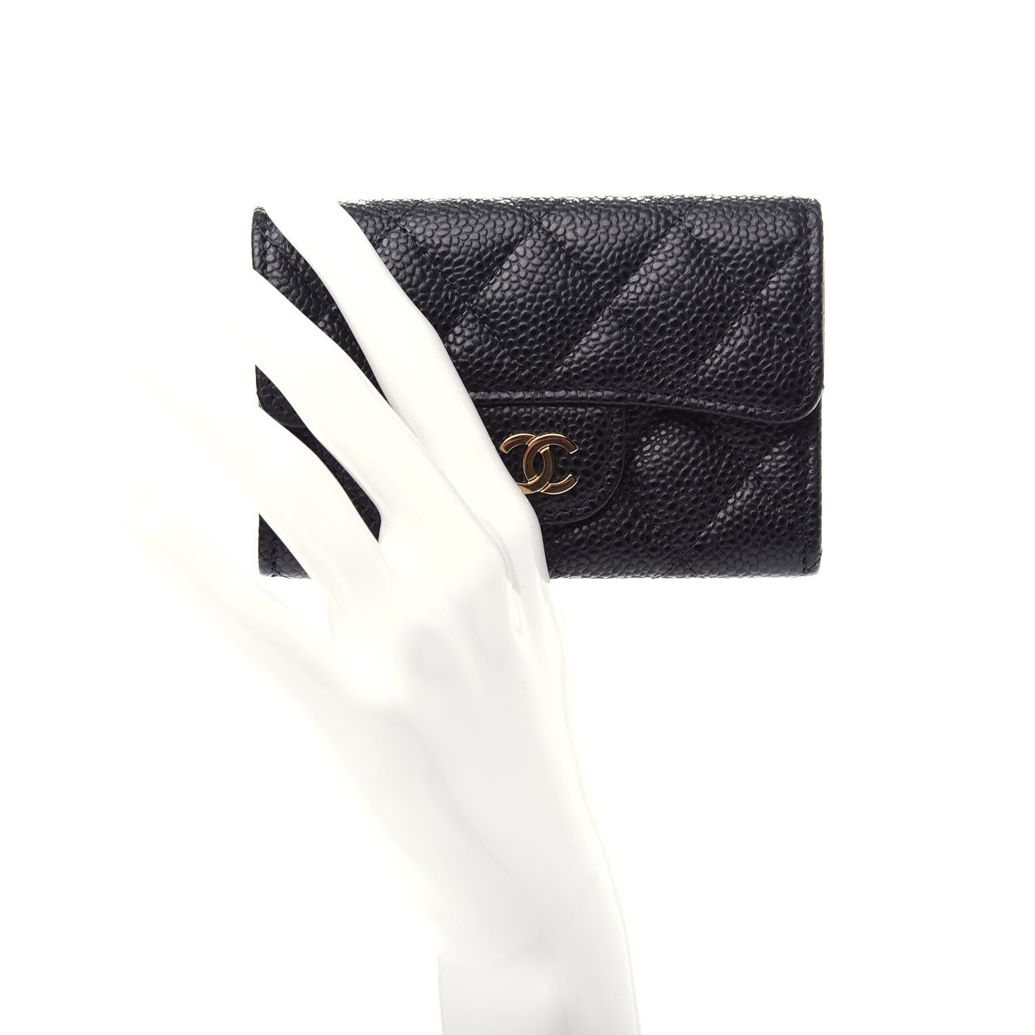 Chanel Caviar Quilted Flap Card Holder Wallet Black 2 of 9