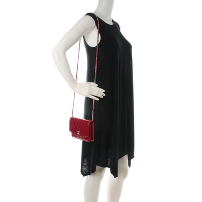 Chanel Patent Quilted Brilliant Wallet On Chain WOC Red 2 of 7