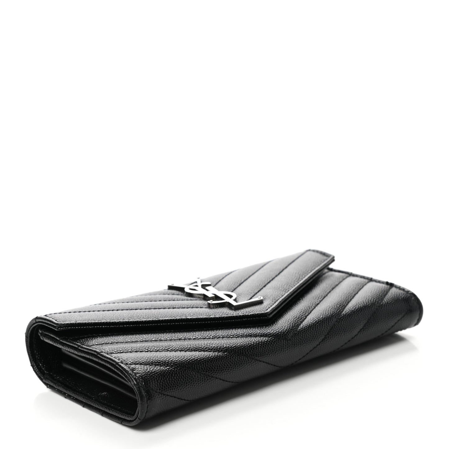 Grain De Poudre Matelasse Chevron Monogram Flap Wallet Black
