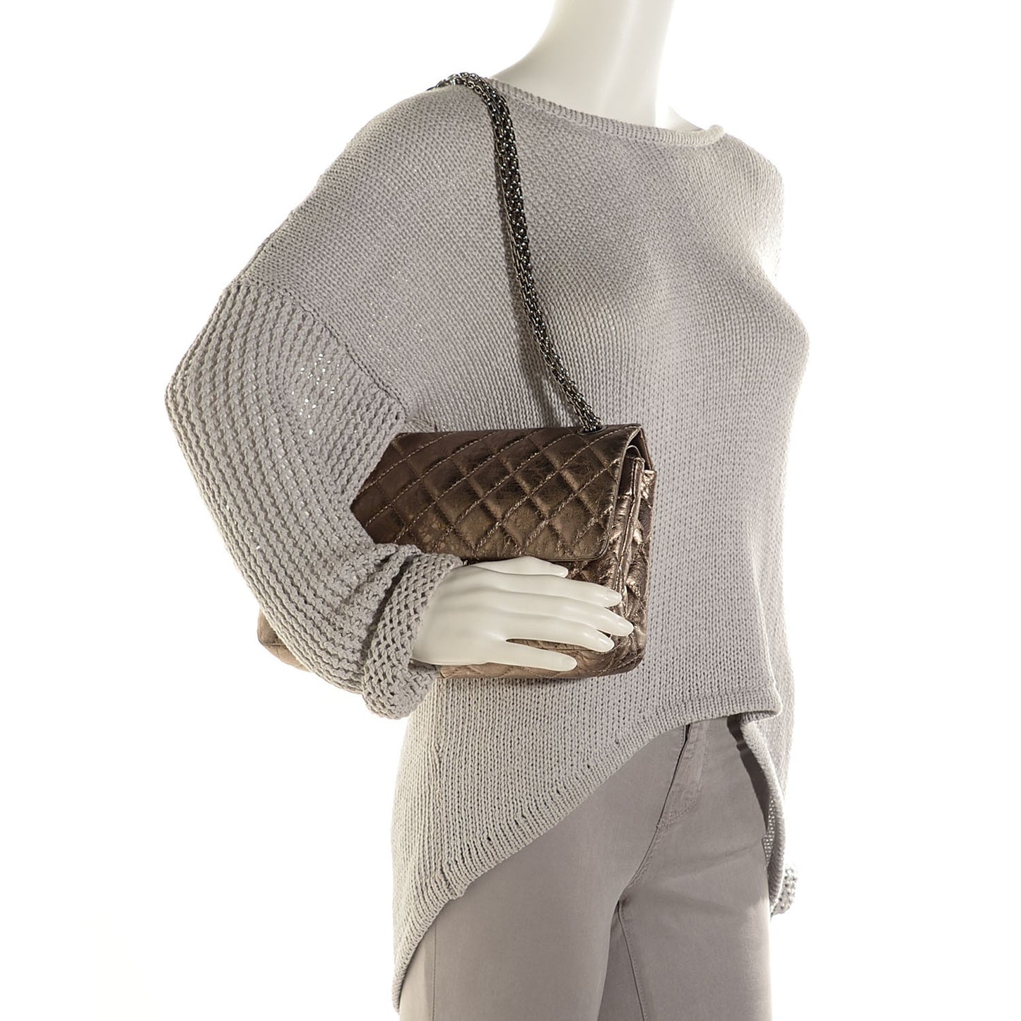 Metallic Aged Calfskin Quilted 2.55 Reissue 226 Flap Gold