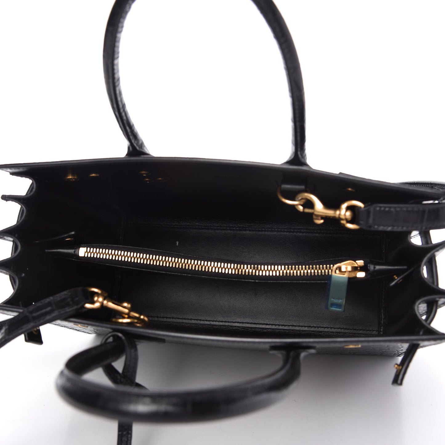 Calfskin Crocodile Embossed Baby Sac De Jour Black
