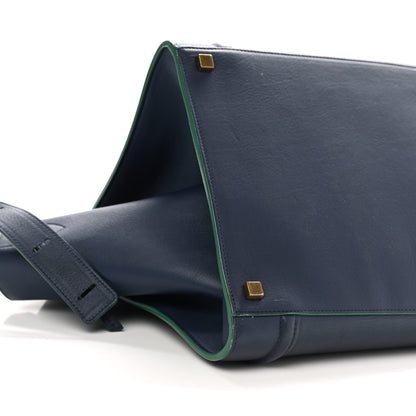 Celine Supple Calfskin Medium Phantom Luggage Navy Blue Green Trim 9 of 10