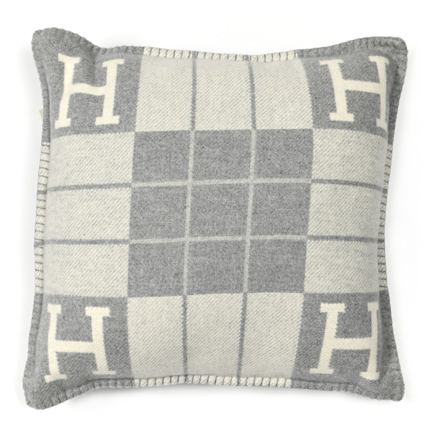 Hermes Wool Cashmere Avalon III Pillow PM Ecru Gris Clair 1 of 3