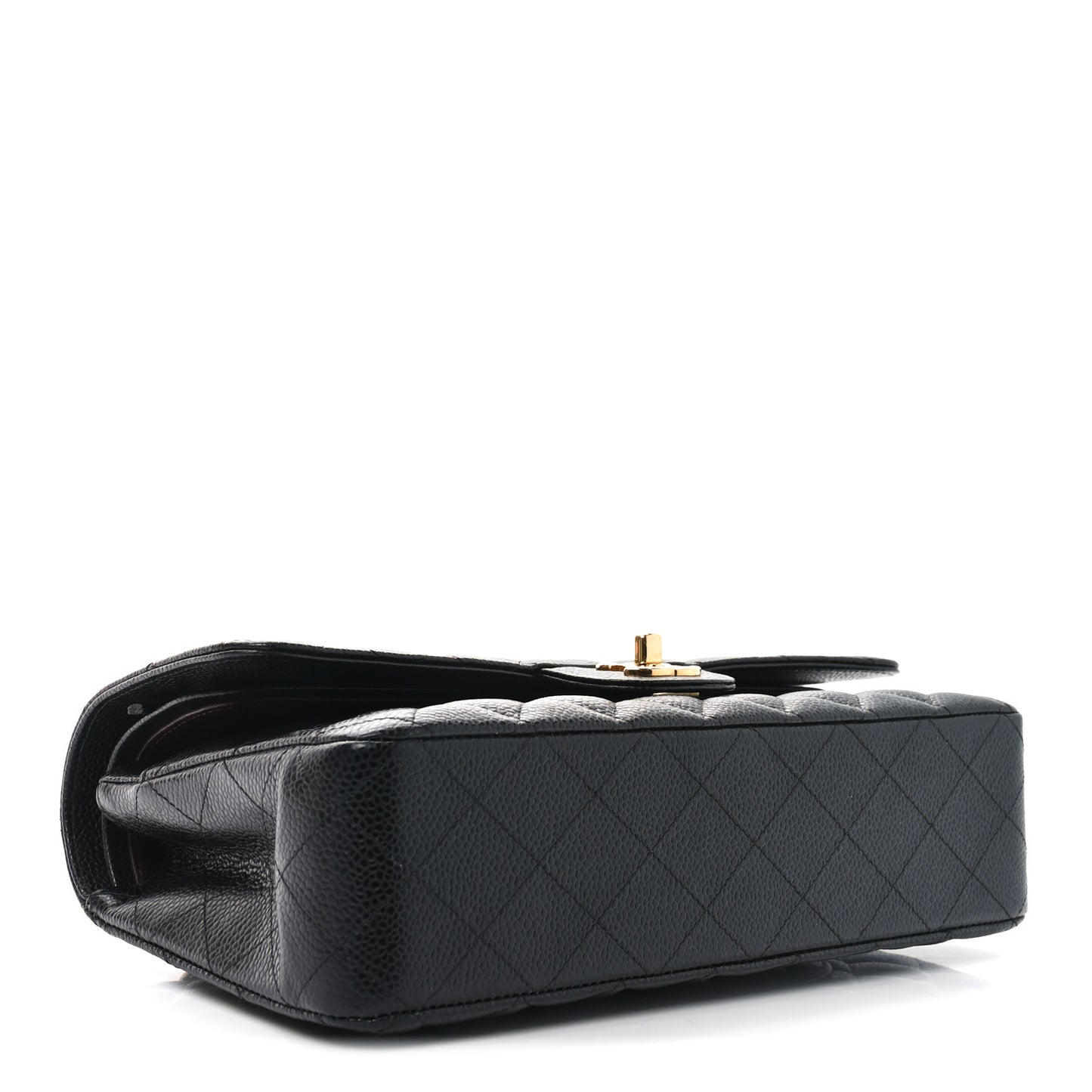 Caviar Quilted Medium Double Flap Black