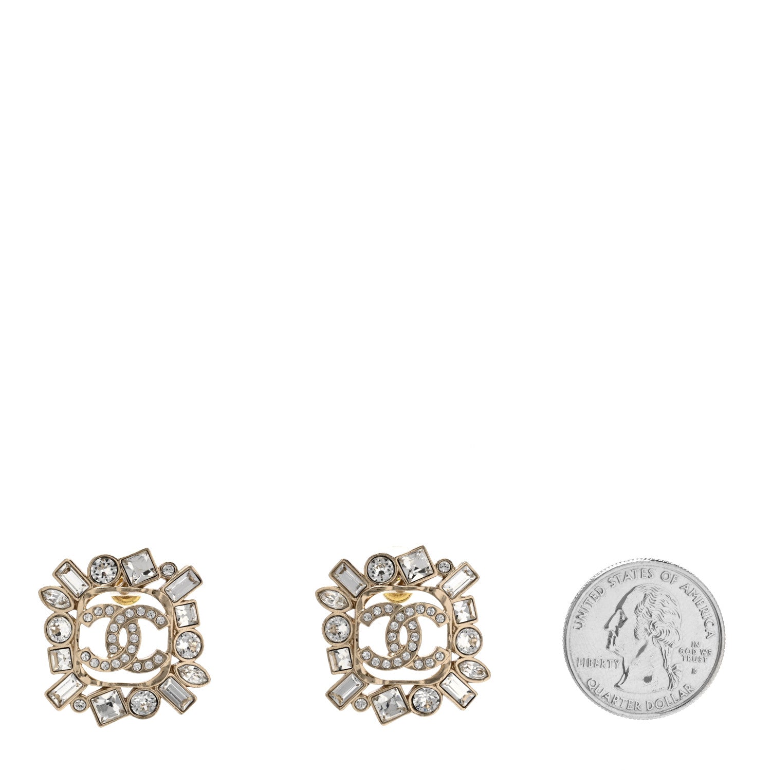 Chanel Baguette Crystal CC Cluster Earrings Silver 2 of 5