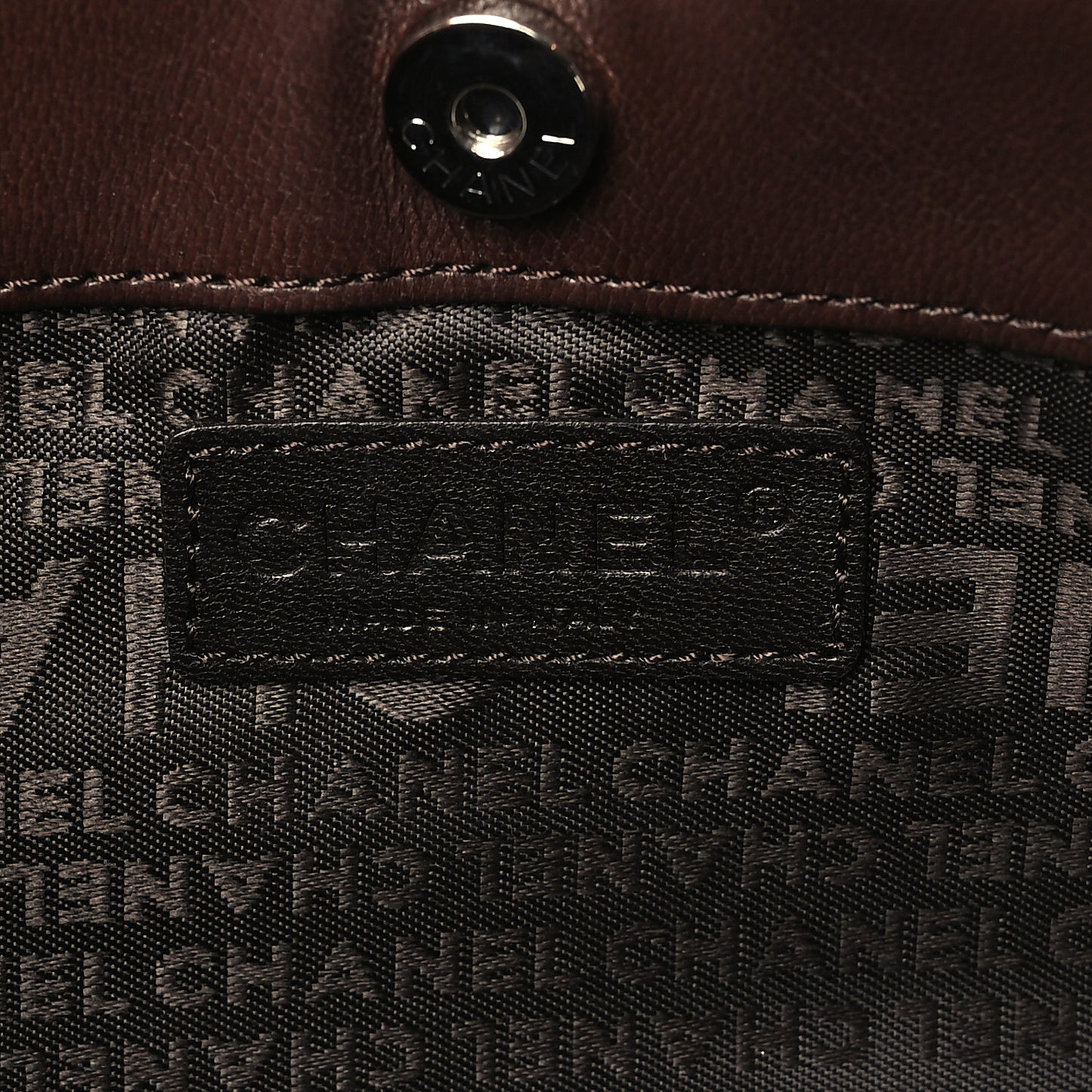 Calfskin Logo Pochette Brown