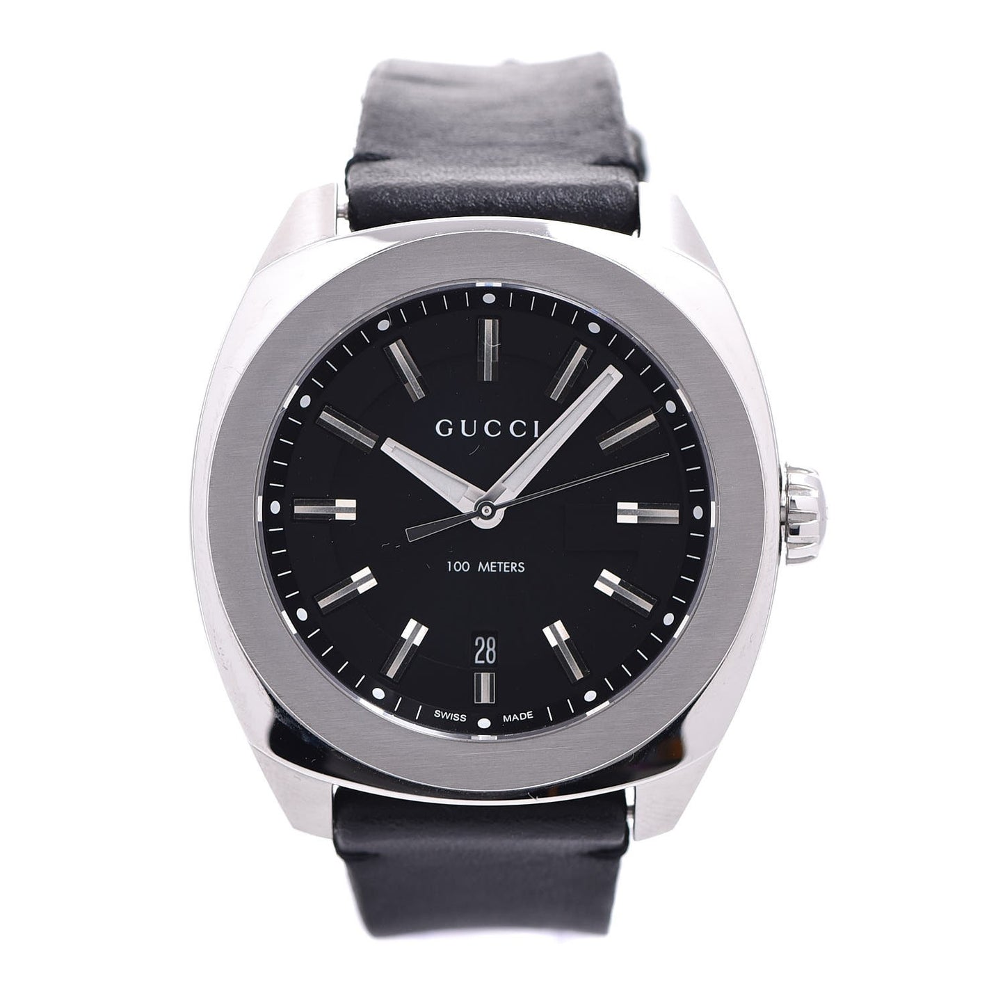 Stainless Steel Calfskin 44mm GG2570 Toscano Quartz Watch Black