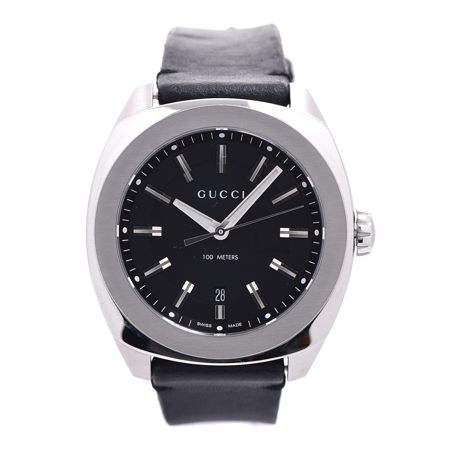 Gucci Stainless Steel Calfskin 44mm GG2570 Toscano Quartz Watch Black 1 of 9