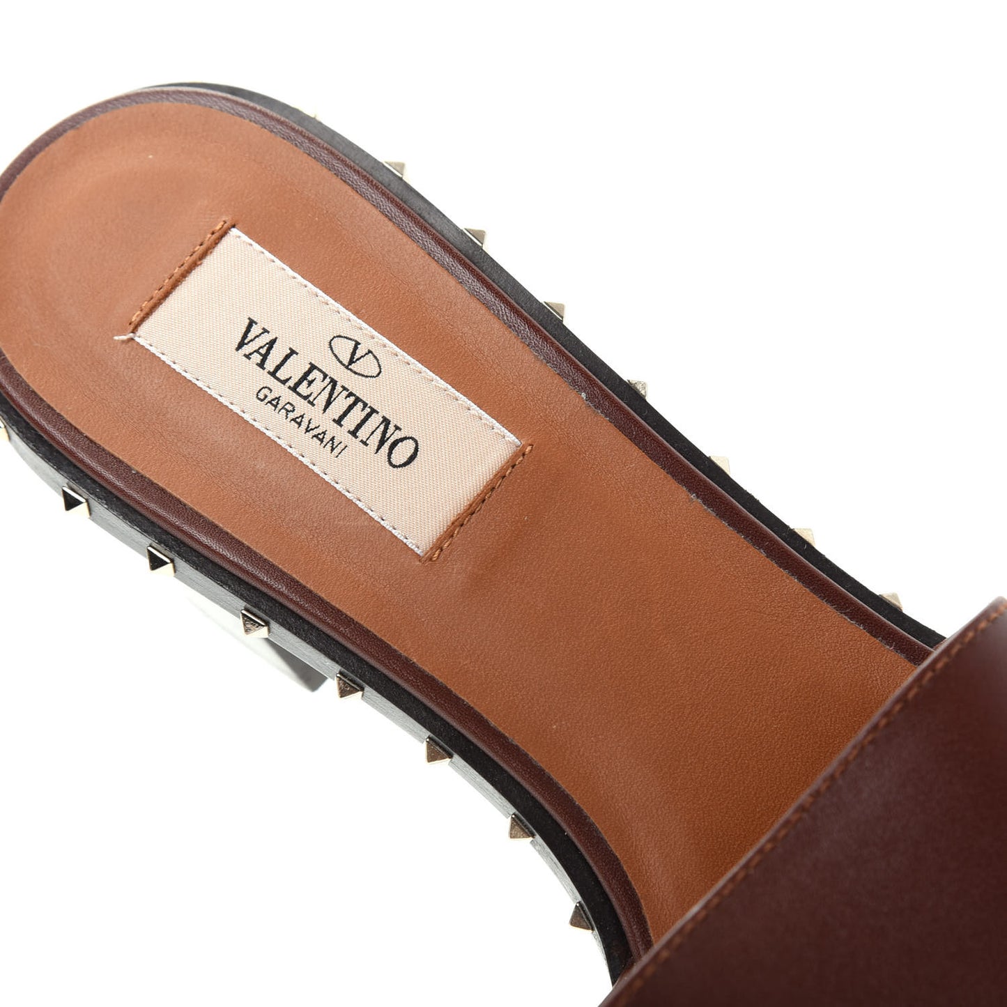 Nappa Soul Rockstud 55mm Slide Sandals 37 Brown