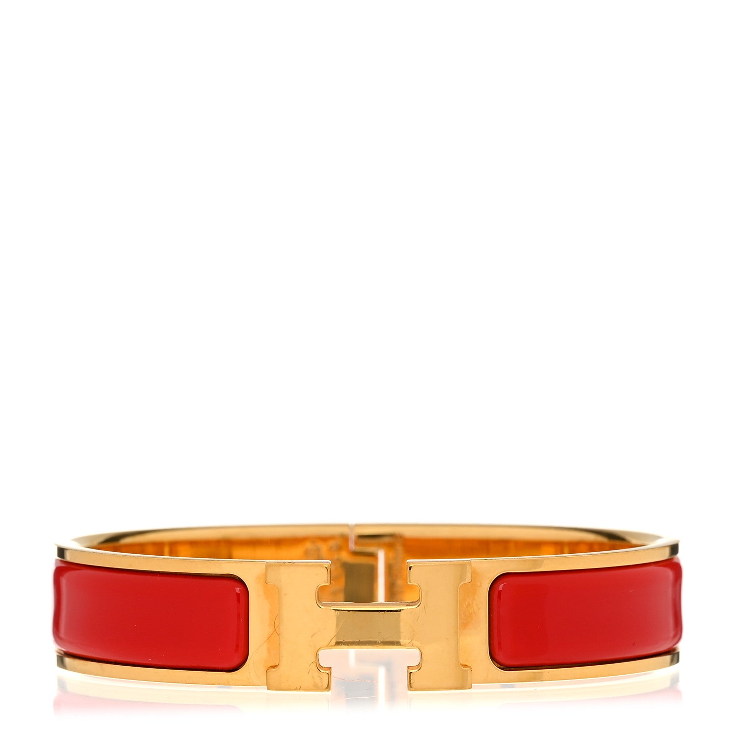 Hermes Enamel Narrow Clic Clac H Bracelet PM Rouge Vif 1 of 5