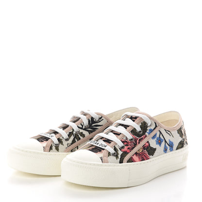 Christian Dior Cotton Rosa Mutabilis Embroidered Womens Walk'N'Dior Low Top Sneakers 35 Beige Multicolor 3 of 7