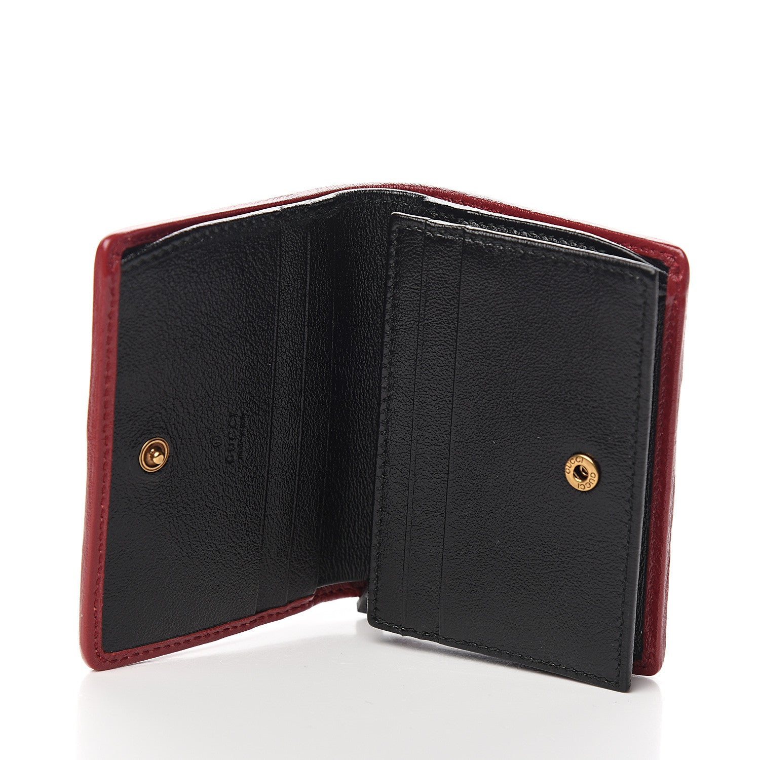 Gucci Azalea Calfskin Matelasse Diagonal Patchwork Torchon GG Marmont Card Case Wallet Black Beige Romantic Cerise 4 of 7