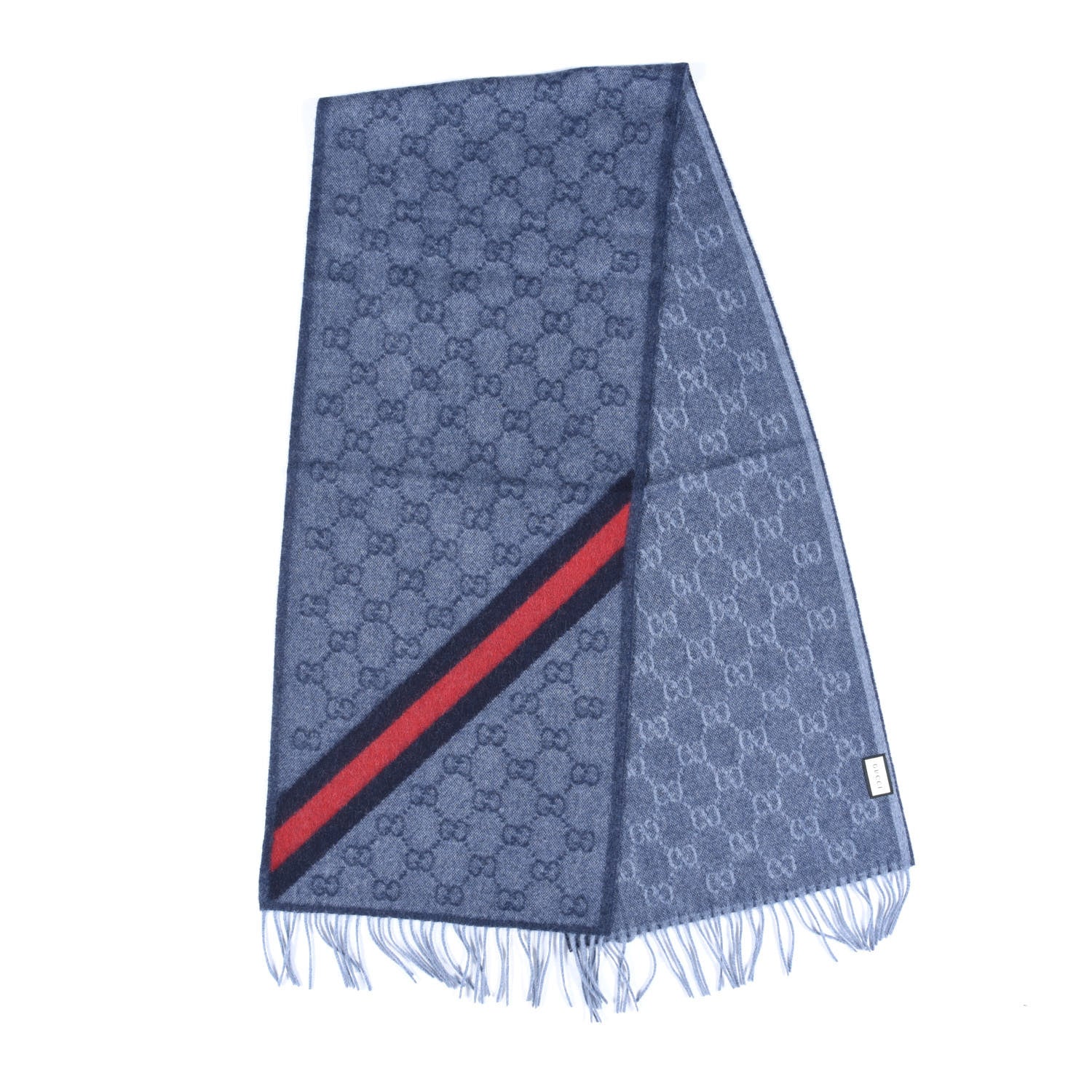 Gucci Wool Alpaca Monogram Web New Nikky Scarf Midnight Blue 2 of 4