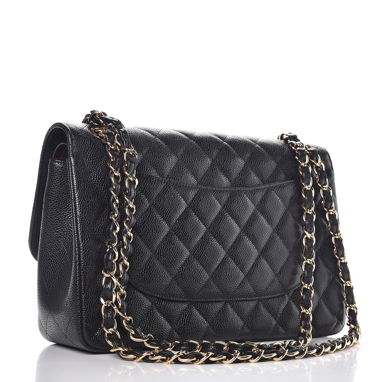 Caviar Quilted Jumbo Double Flap Black