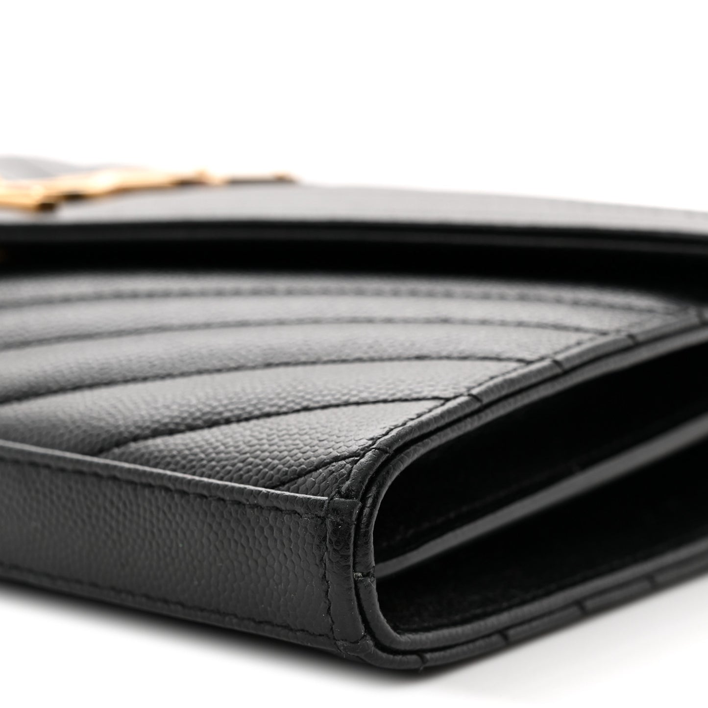 Grain De Poudre Matelasse Chevron Monogram Chain Wallet Black