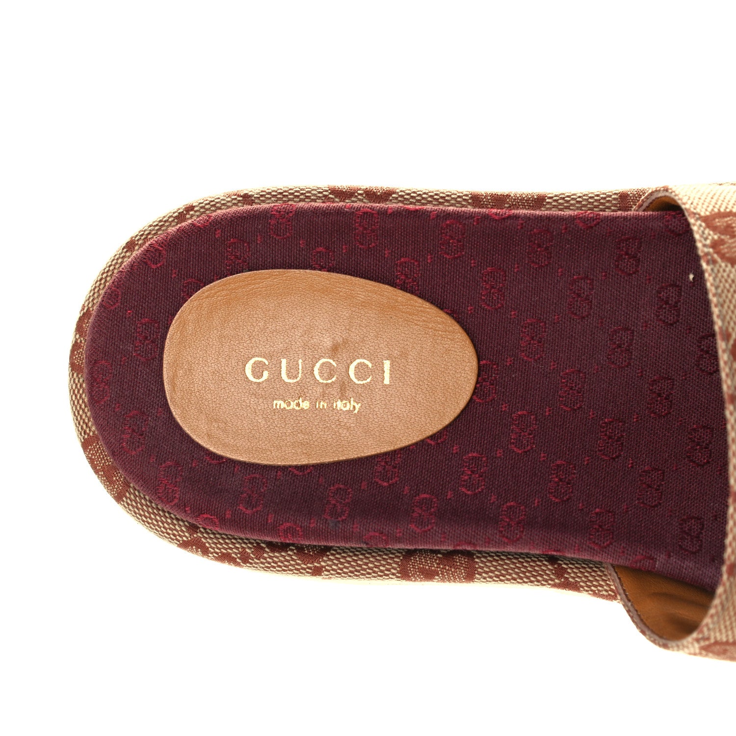 Gucci Canvas GG Monogram Angelina Platform Slide Sandals 37 Beige Ruggine 10 of 12