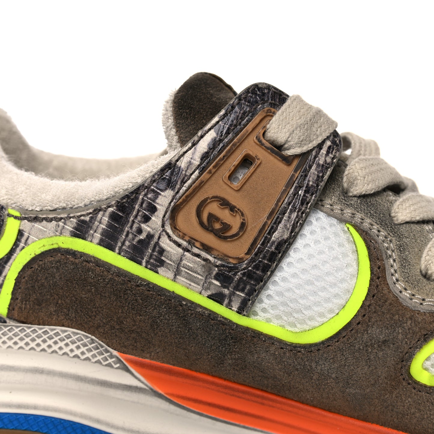 Suede Calfskin Tejus Printed Womens Ultrapace Sneakers 37.5 Natural Ardesia Neon Yellow