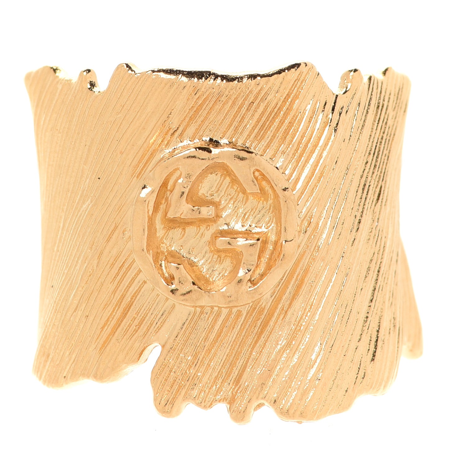 Metal Textured Interlocking G Band Ring L Gold