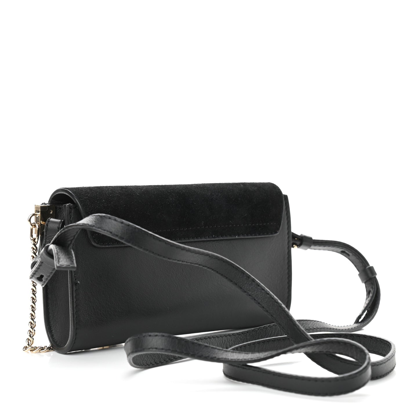Suede Calfskin Mini Faye Shoulder Bag Black