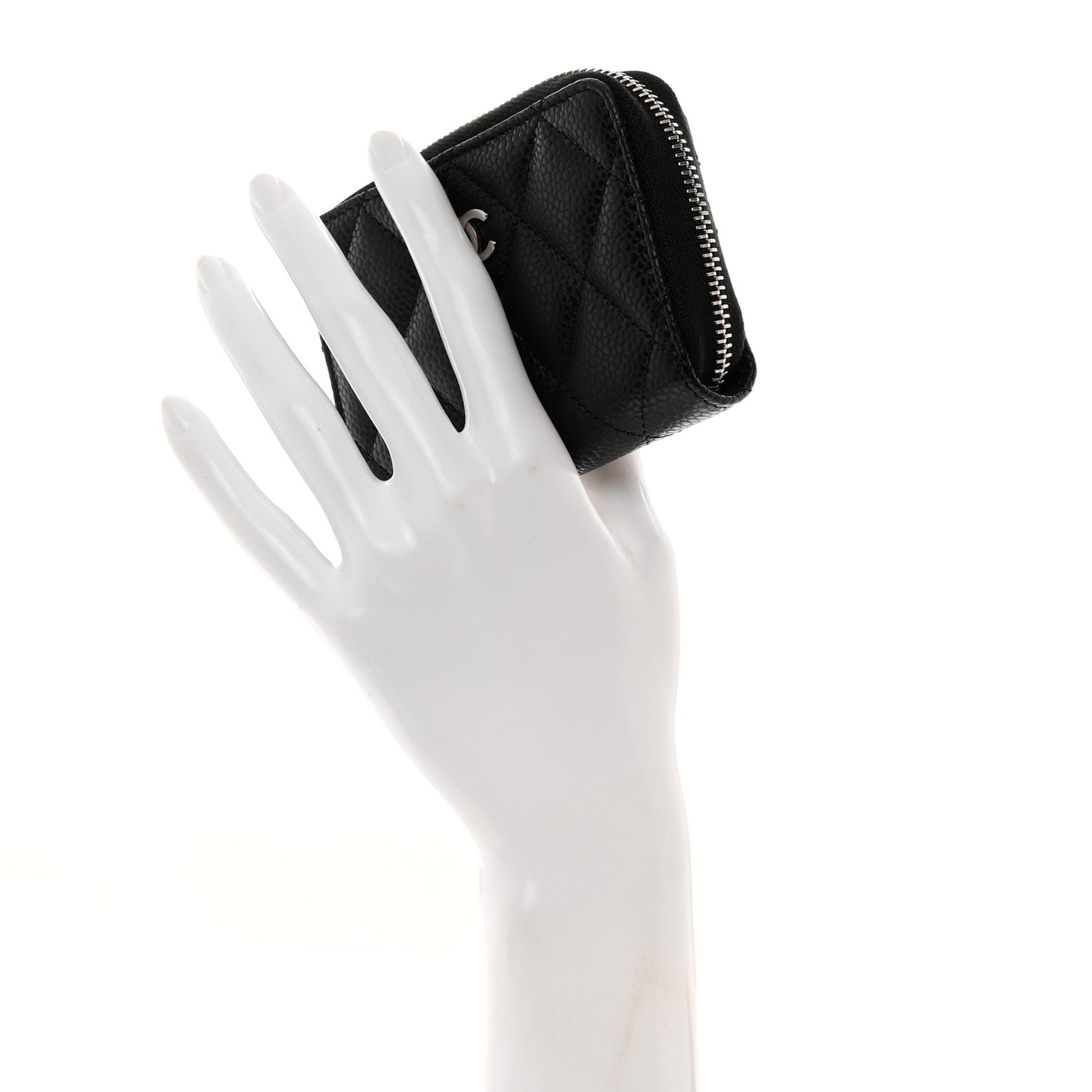Quilted Zip Coin Purse Black