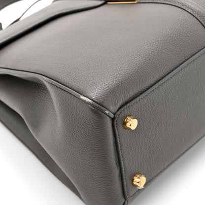 Celine Grained Calfskin Classique Medium 16 Top Handle Bag Grey 10 of 12