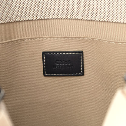 Chloe Cotton Calfskin Medium Woody Ribbon Tote White Black 6 of 14