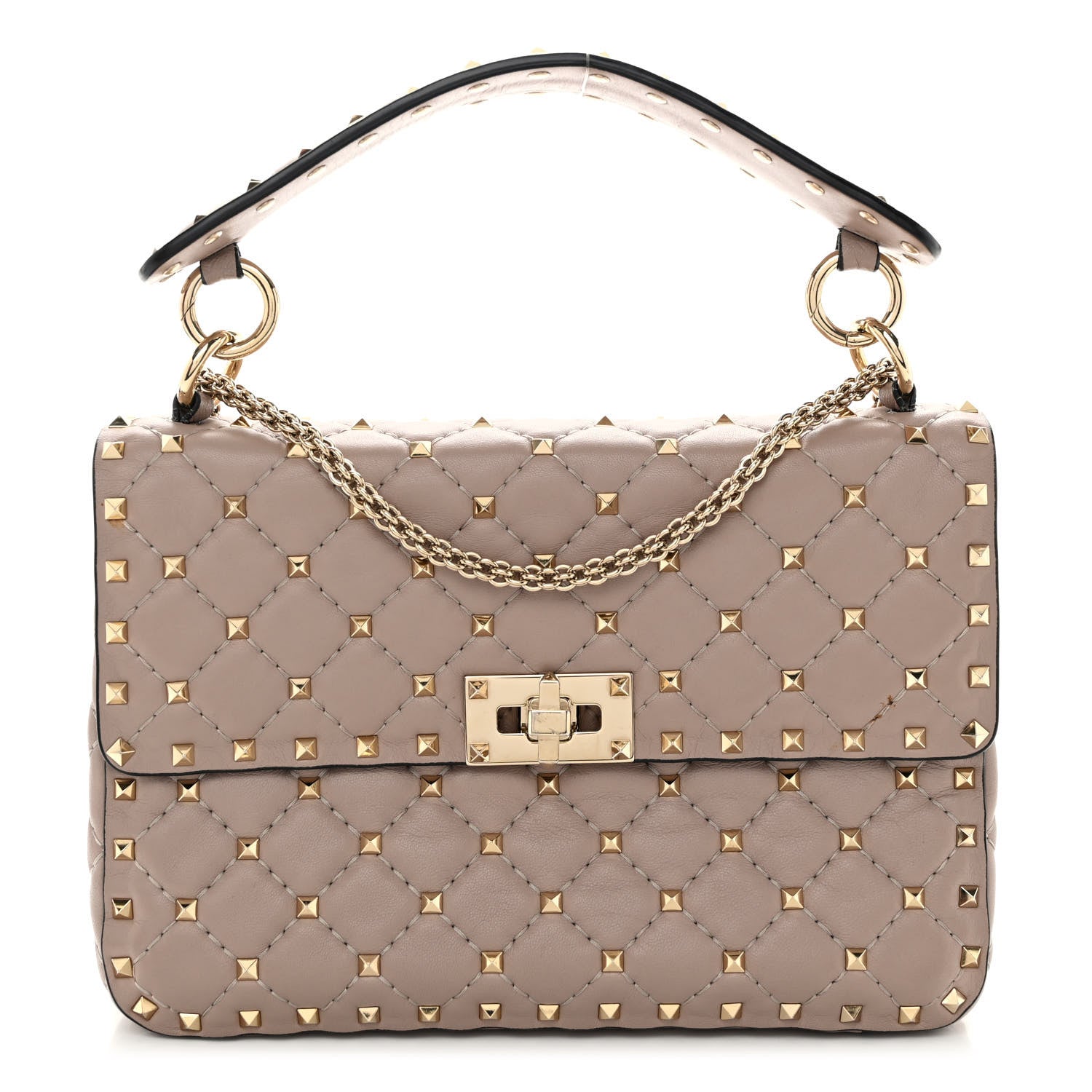 Valentino Garavani Lambskin Medium Rockstud Spike Shoulder Bag Poudre 1 of 11