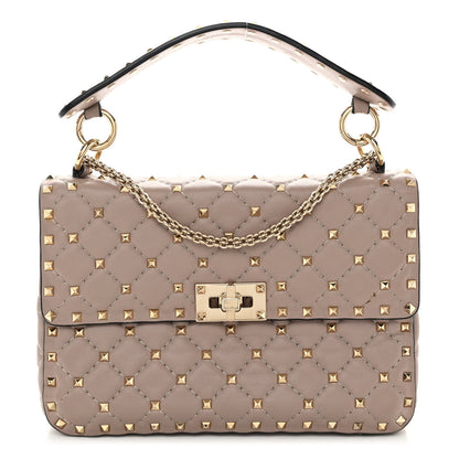 Valentino Garavani Lambskin Medium Rockstud Spike Shoulder Bag Poudre 1 of 11