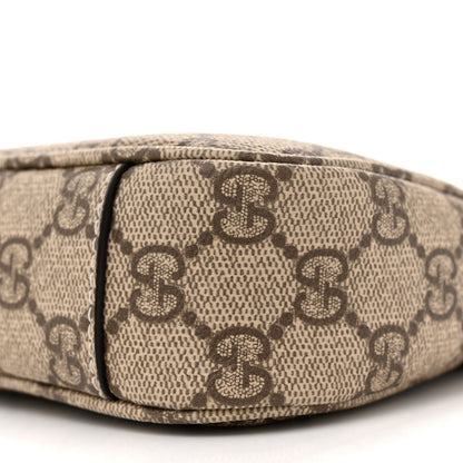 Gucci GG Supreme Monogram Textured Calfskin Small Emblem Shoulder Bag Beige Dark Brown 10 of 10