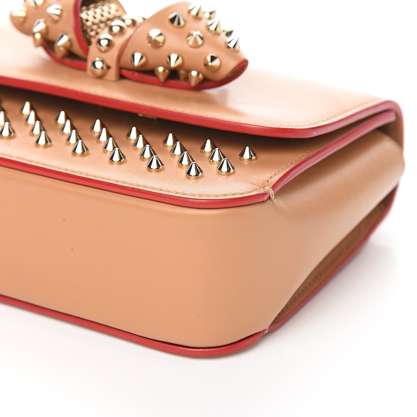Calfskin Spikes Baby Sweet Charity Shoulder Bag Biscuit