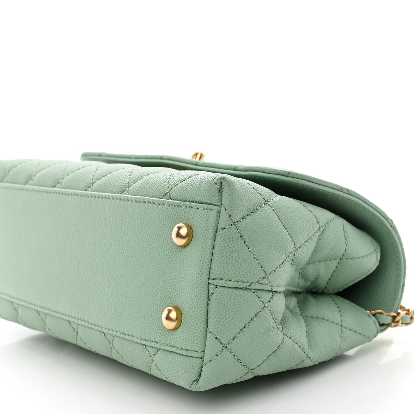 Caviar Quilted Mini Coco Chain Handle Flap Light Green