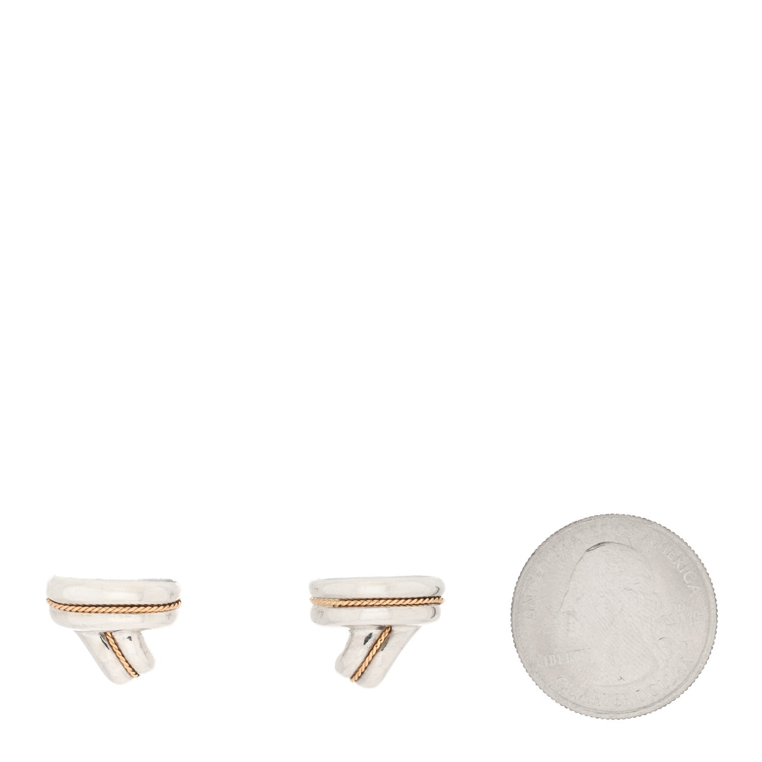 Tiffany Sterling Silver 14K Yellow Gold V Stud Earrings 2 of 6