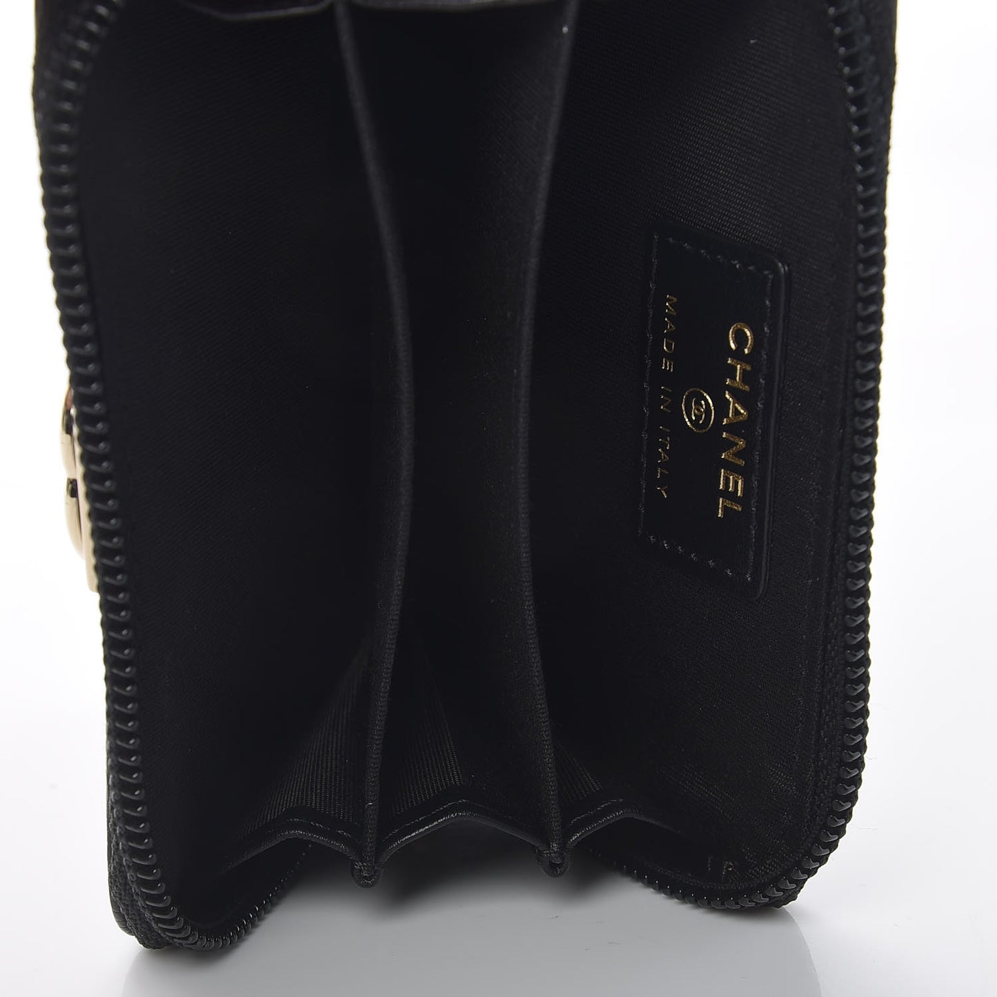 Caviar Quilted Boy Zip Around Coin Purse Wallet Black