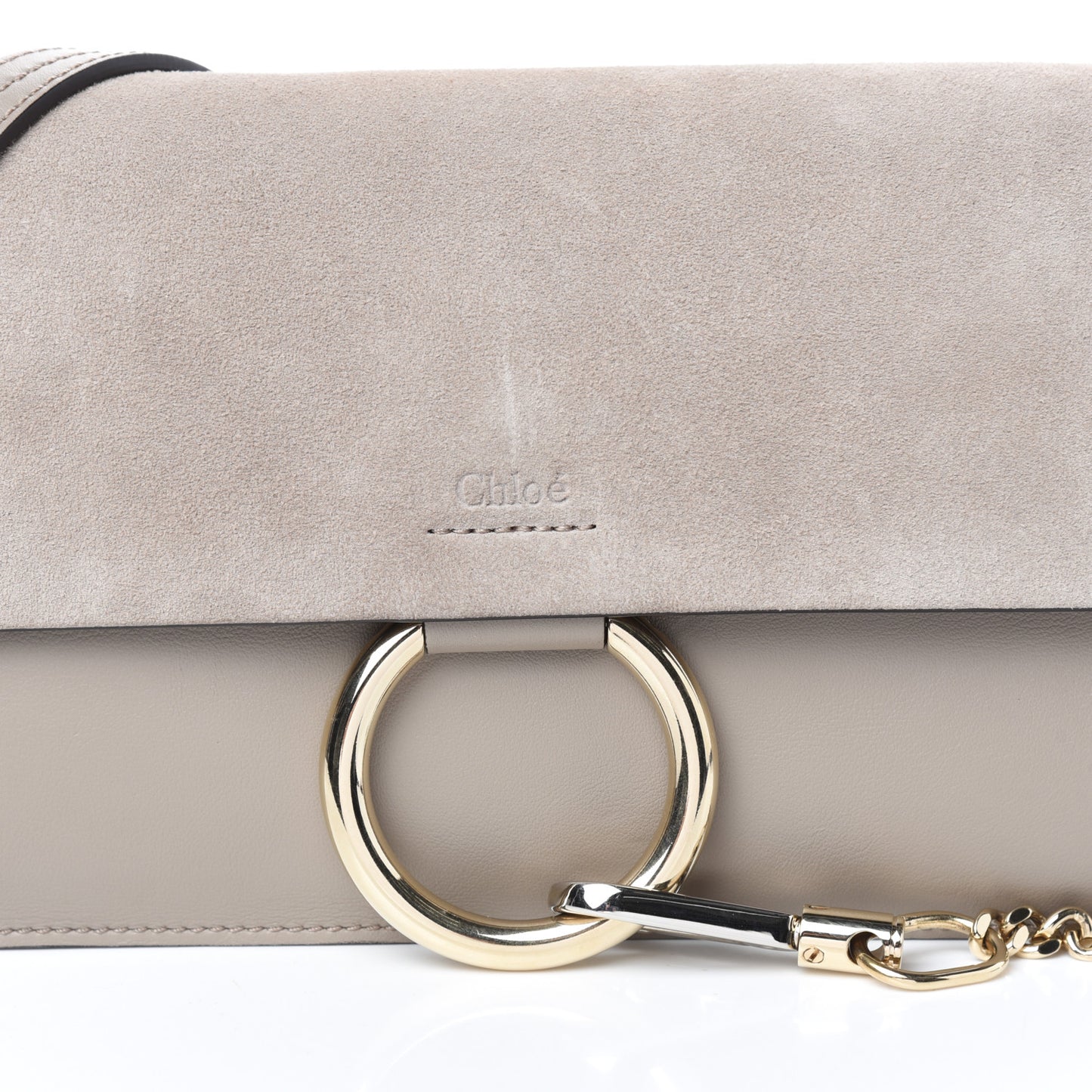 Suede Calfskin Small Faye Shoulder Bag Motty Grey