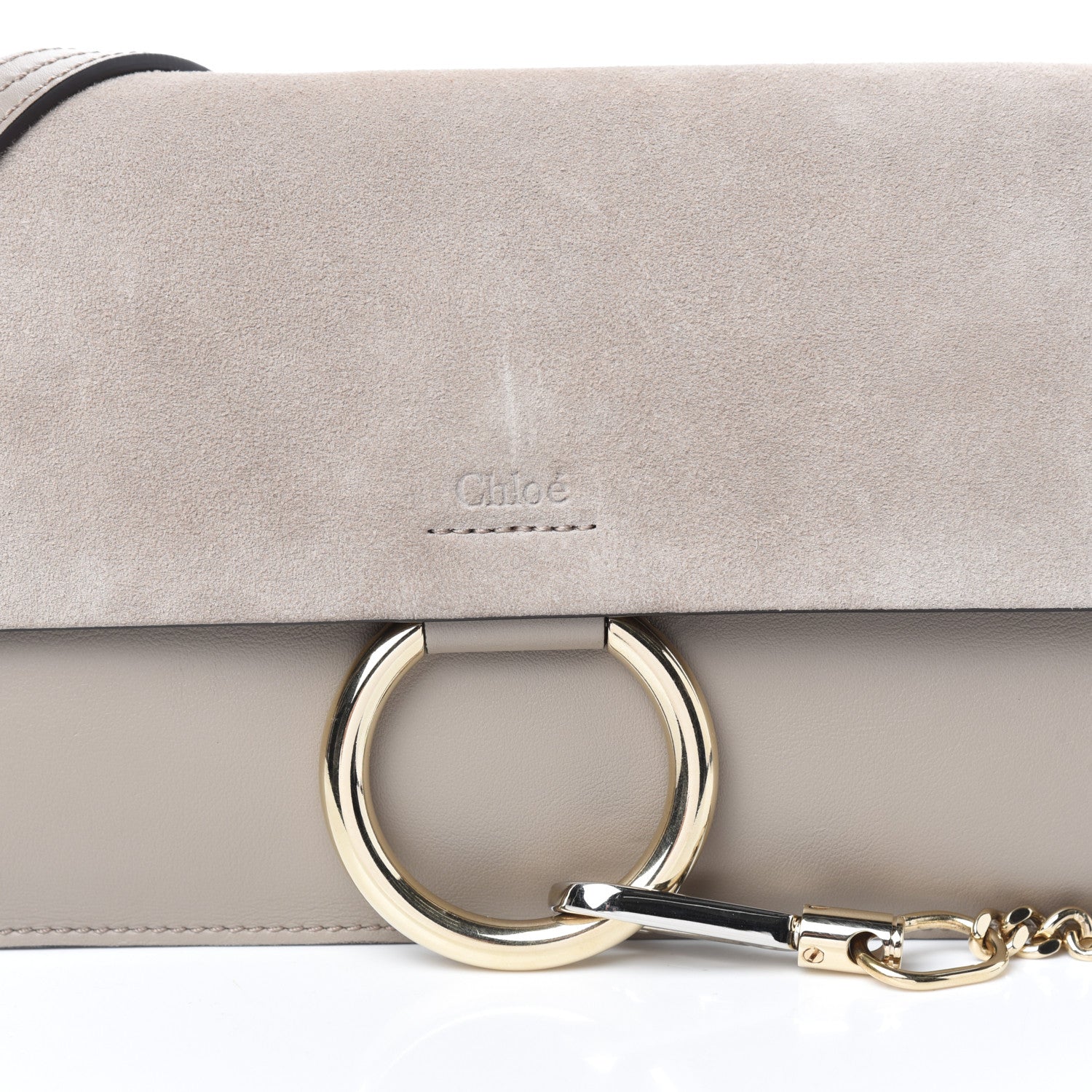 Chloe Suede Calfskin Small Faye Shoulder Bag Motty Grey 7 of 11
