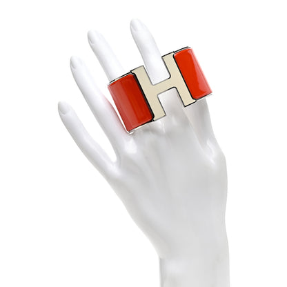 Hermes Enamel Clic Clac H Extra Wide Bracelet PM Capucine White 2 of 4