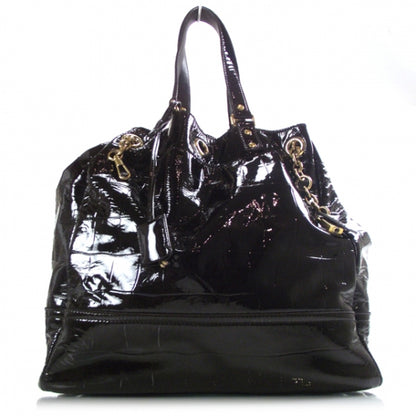 Saint Laurent Patent Croc Overseas Tote Chocolate 1 of 8