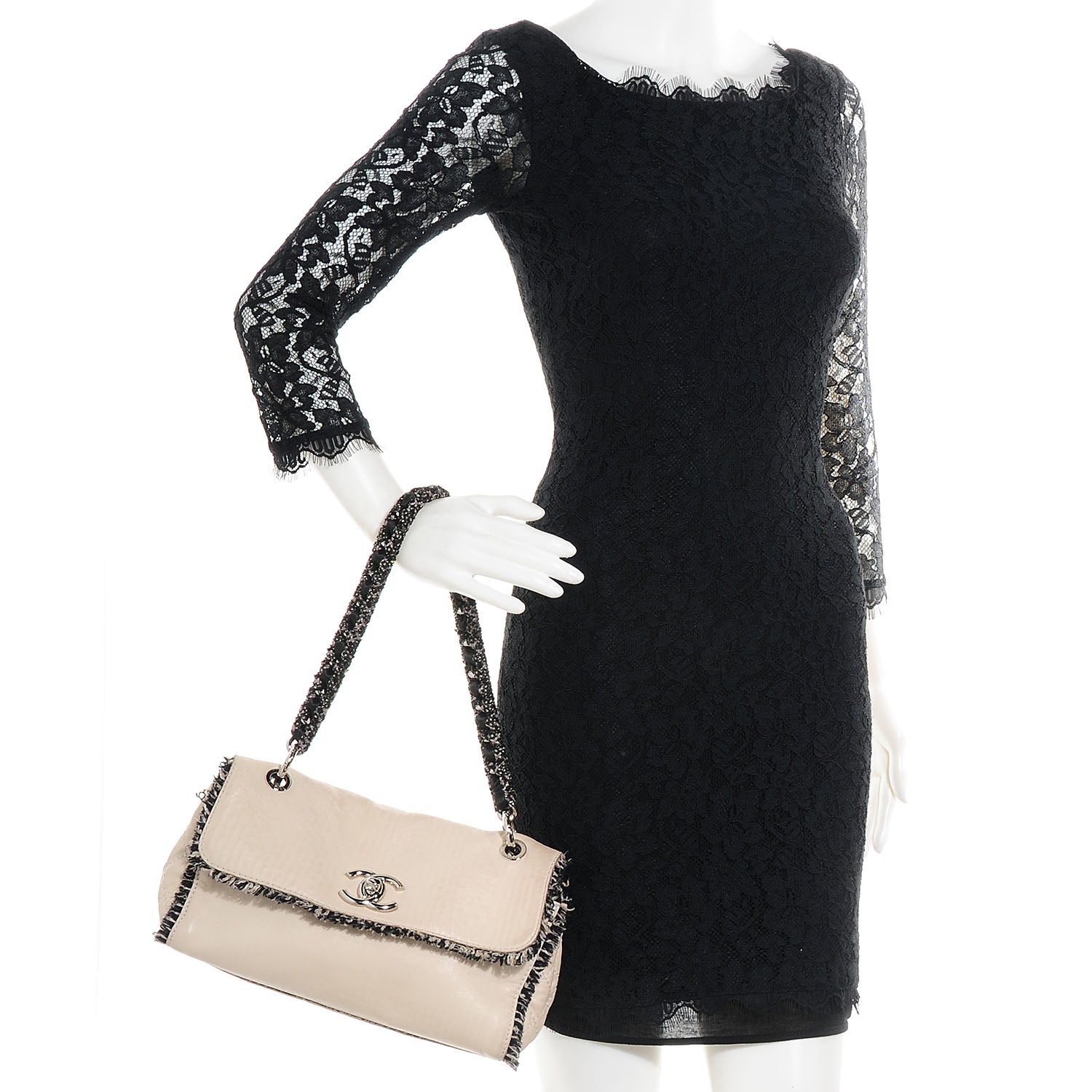 Chanel Calfskin Tweedy Flap Black Ivory 2 of 8