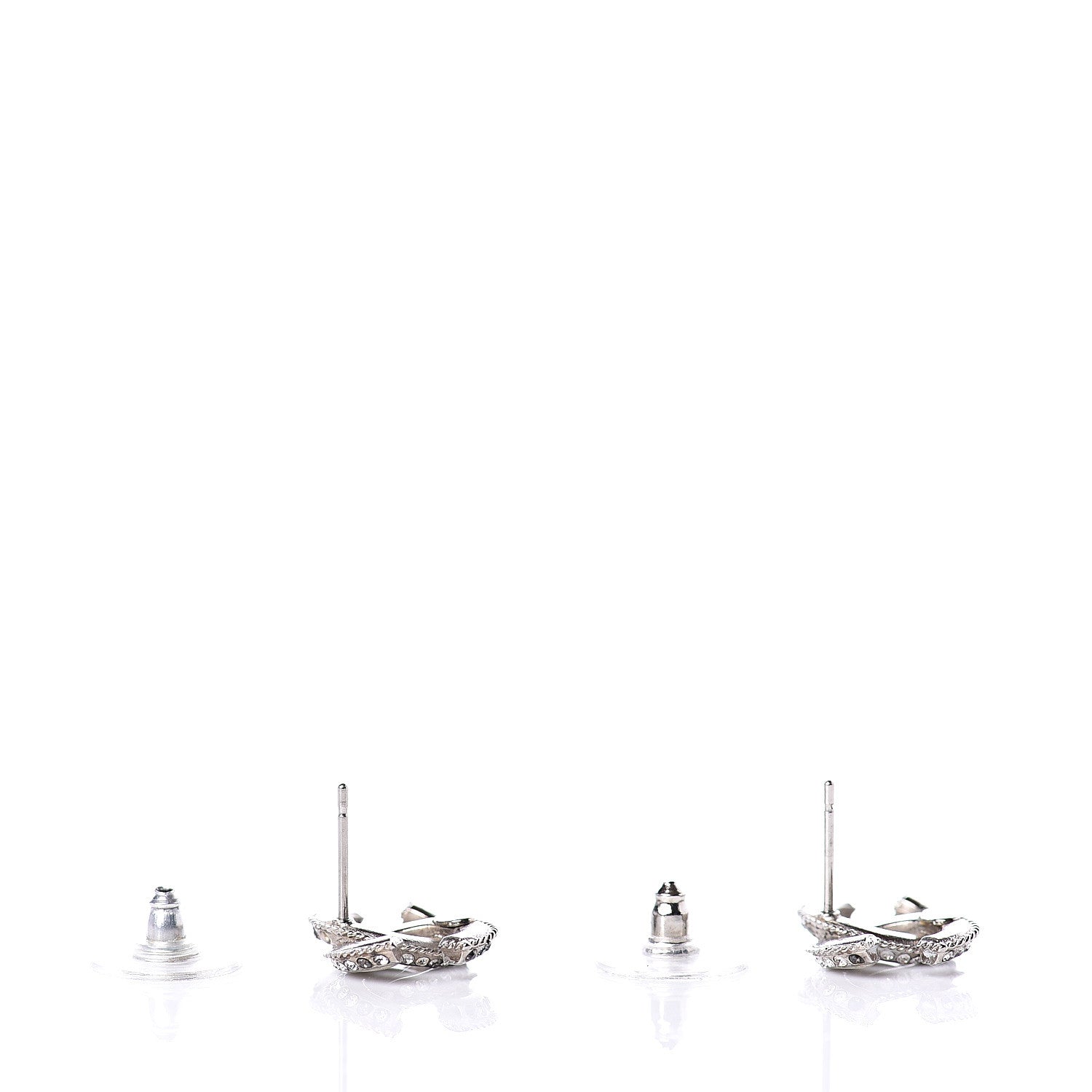 Chanel Baguette Crystal CC Earrings Silver 3 of 5