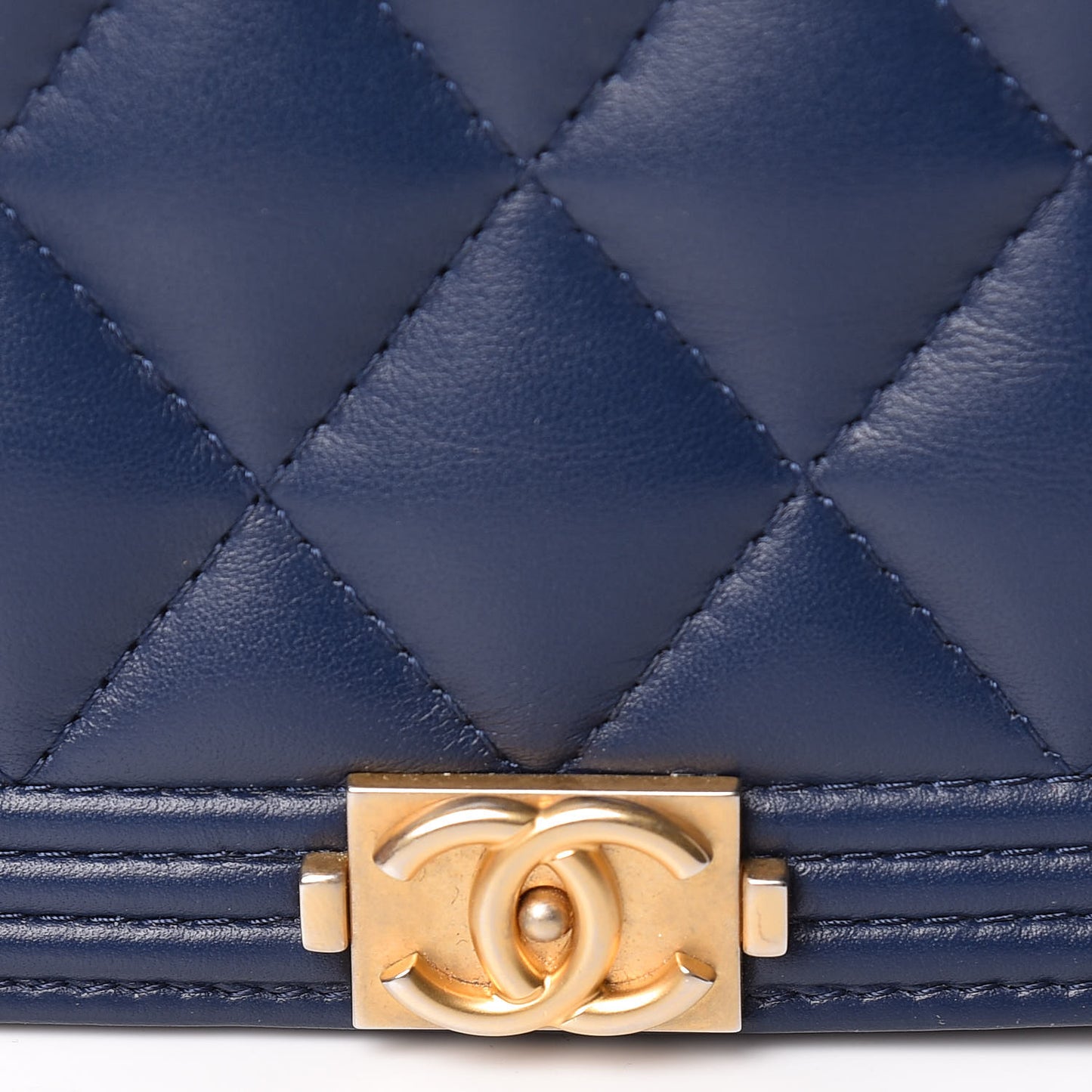 Lambskin Quilted Boy Wallet On Chain WOC Navy Blue