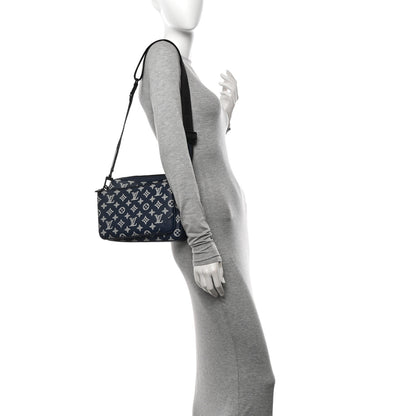 Louis Vuitton Calfskin Monogram Shadow Trio Messenger Navy White 2 of 9