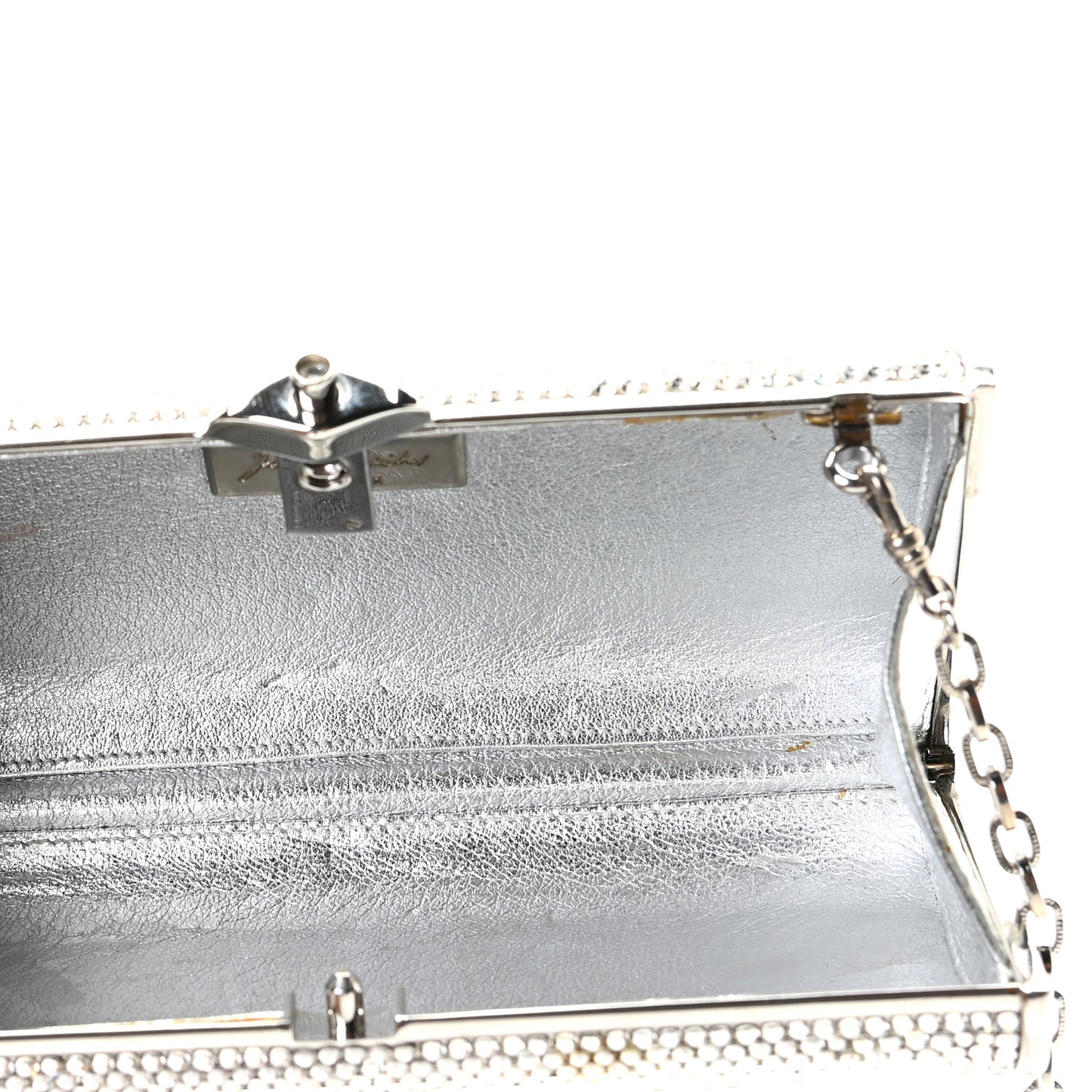 Swarovski Crystal Minaudiere Clutch Silver