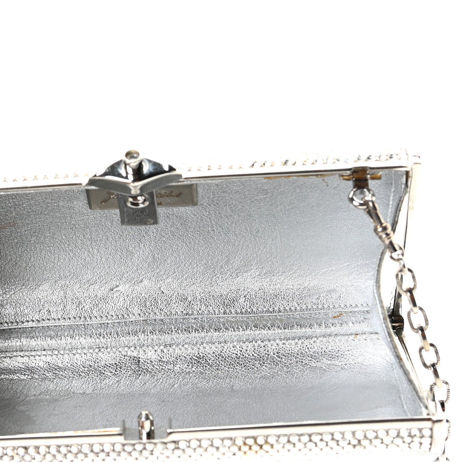 Judith Leiber Swarovski Crystal Minaudiere Clutch Silver 6 of 7