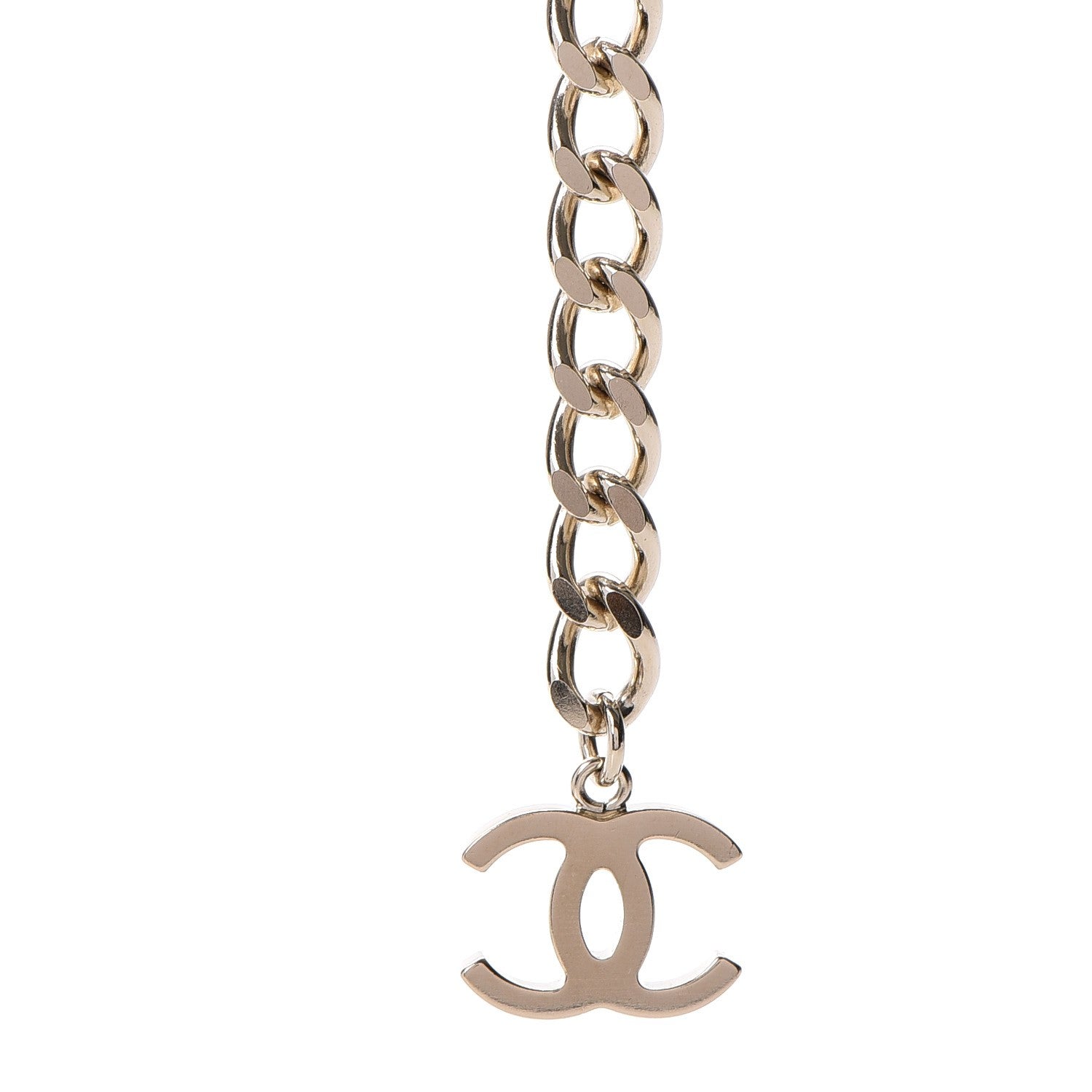Chanel Calfskin Metal Padlock Necklace Gold Iridescent Blue 6 of 7