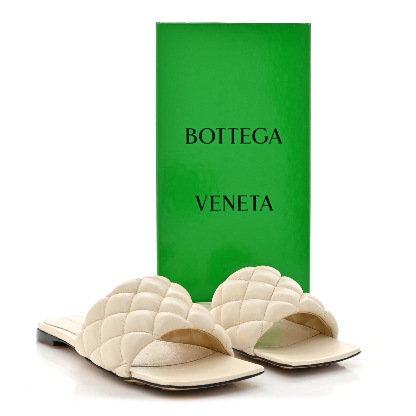 Nappa Matelasse Padded Flat Sandals 38 Sea Salt