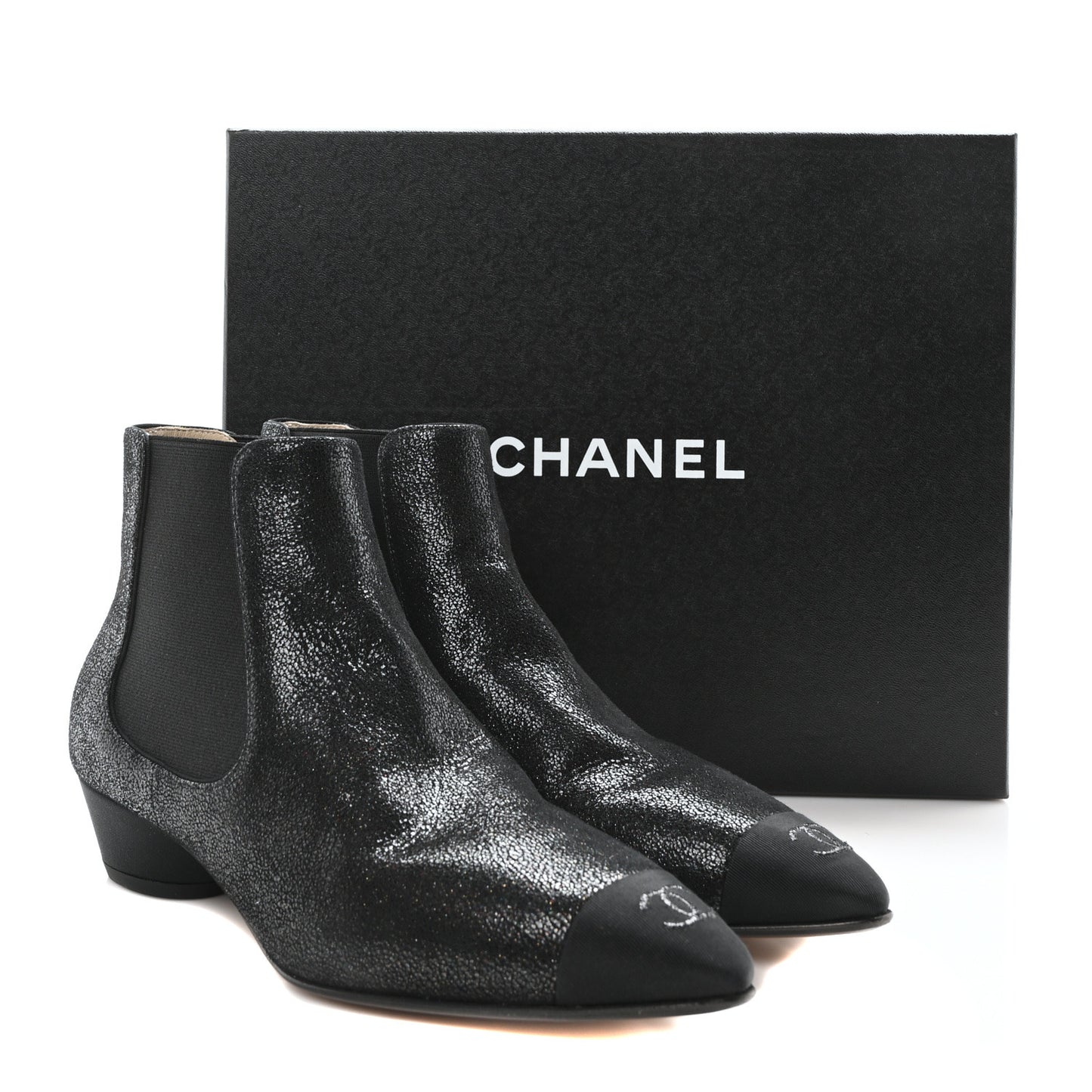 Goatskin Grosgrain Cap Toe Short Boots 37 Black