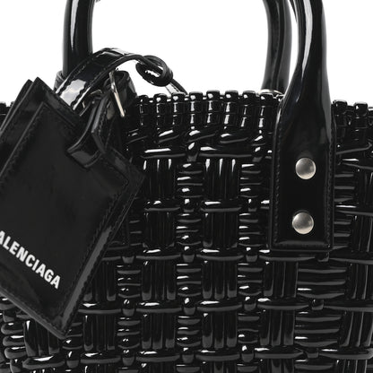 Balenciaga Faux Calfskin Braided Varnished XXS Bistro Basket Black 7 of 9
