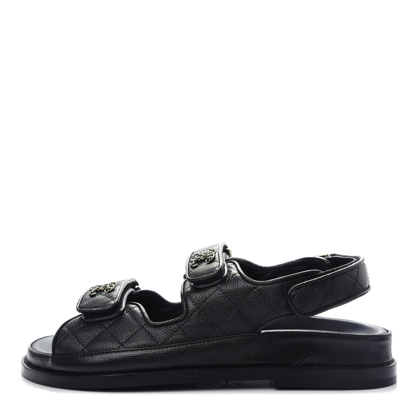 Grained Calfskin Velcro Dad Sandals 36.5 Black