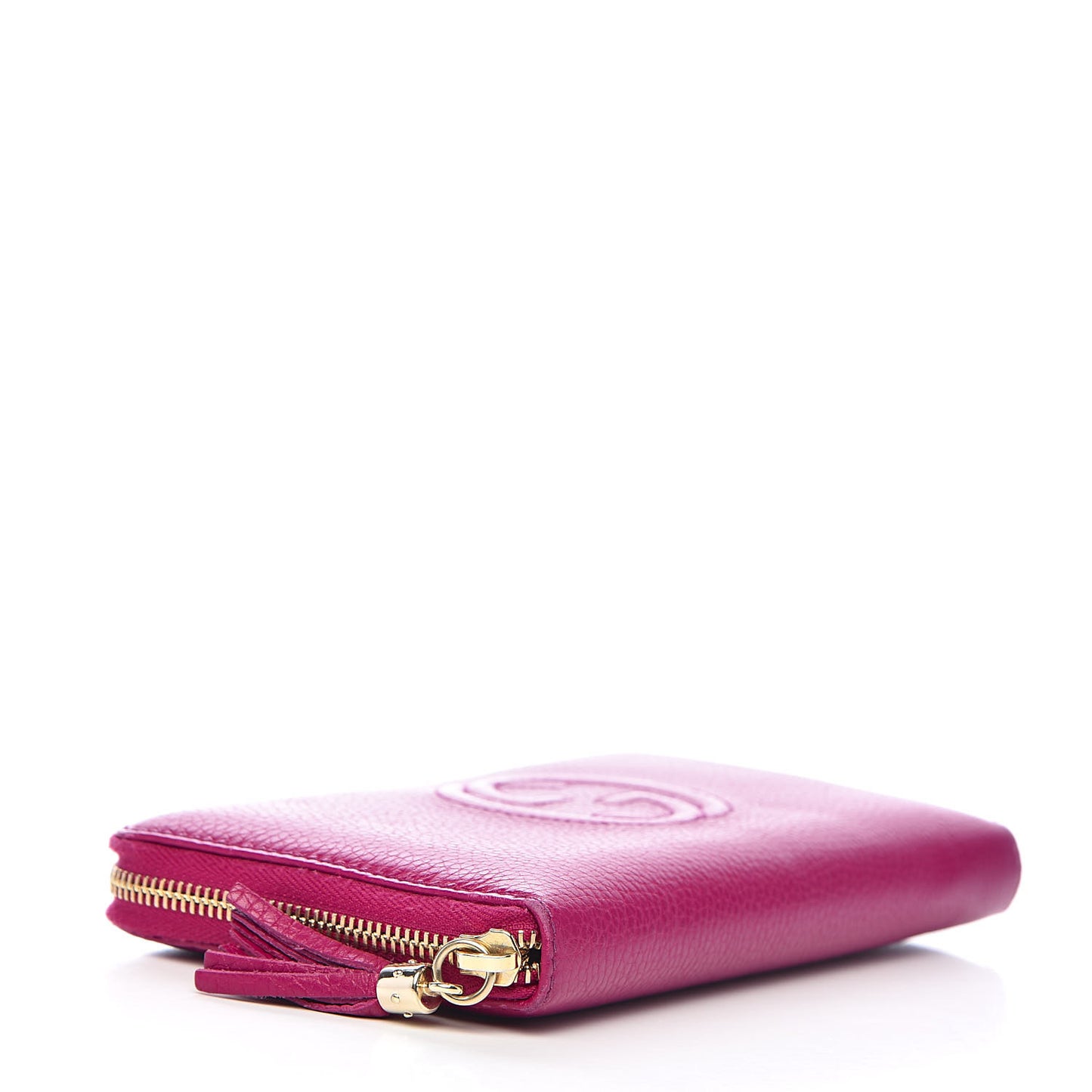 Pebbled Calfskin Soho Zip Around Wallet Bright Bougainvillea