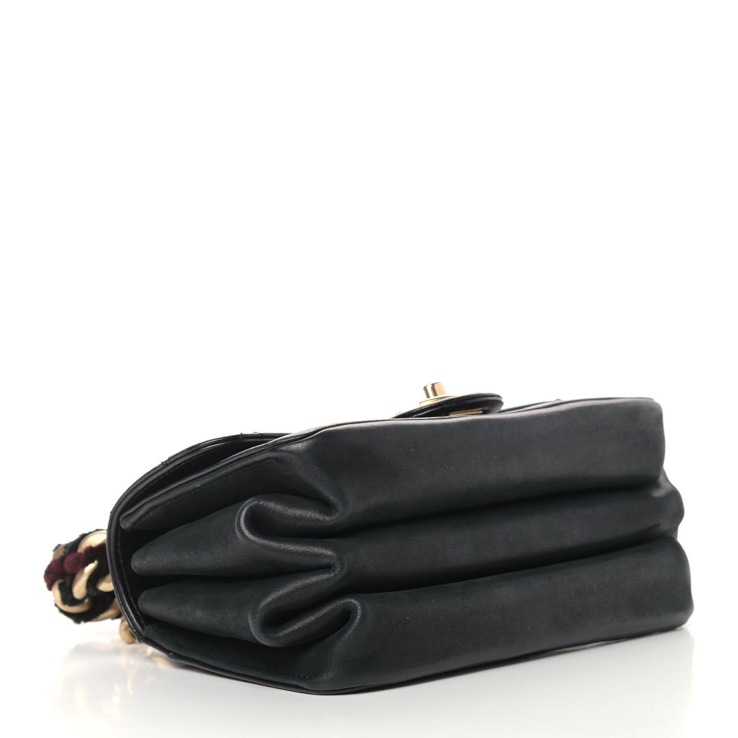 Iridescent Calfskin Quilted Mini Straight Lined Flap Black